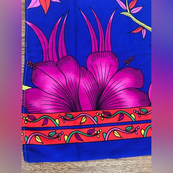 Vintage toucan bird floral  tropical retro boho scarf fabric - Picture 3 of 4